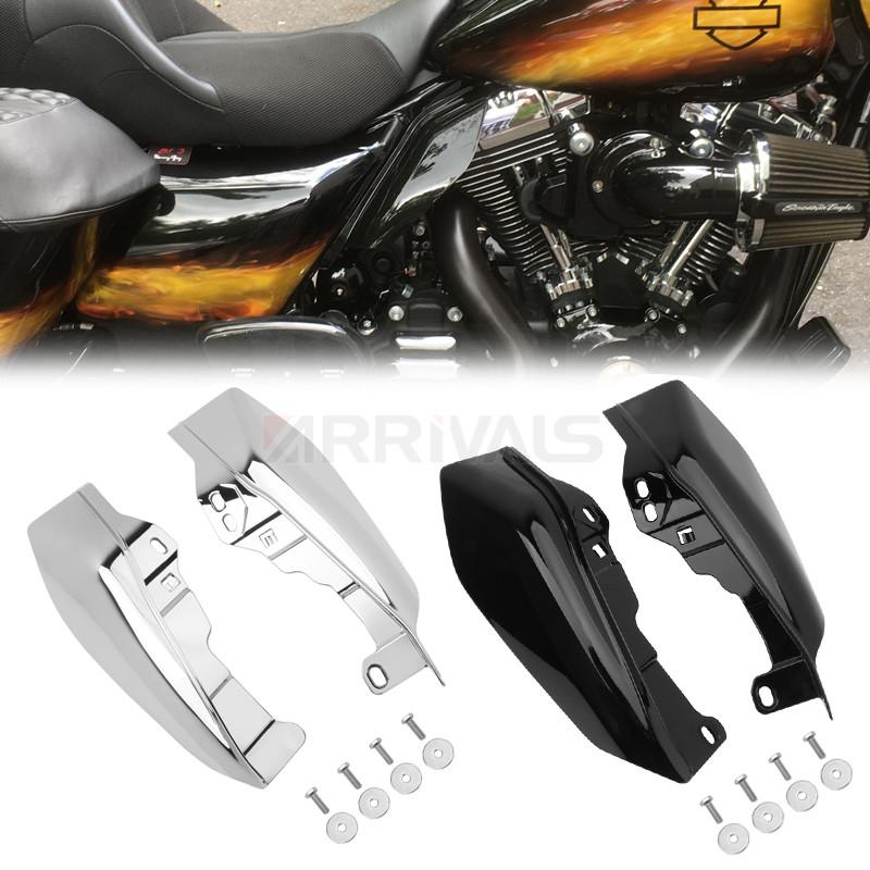Motorcycle Chrome Black Mid-Frame Heat Shield Air Deflector Trim For Harley Touring Street Electra Glide Road King 2001-Later