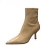 Pointed Toe Women Elastic Short Boots Fashion Side Zippers Slim Ankle Booties High Heel 2024 New Autumn Winter Ladies Shoes