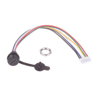 1Pc Female Socket Charging Interface With Welding Wire Usb Type-C Waterproof Connector Direct Compression Female Base