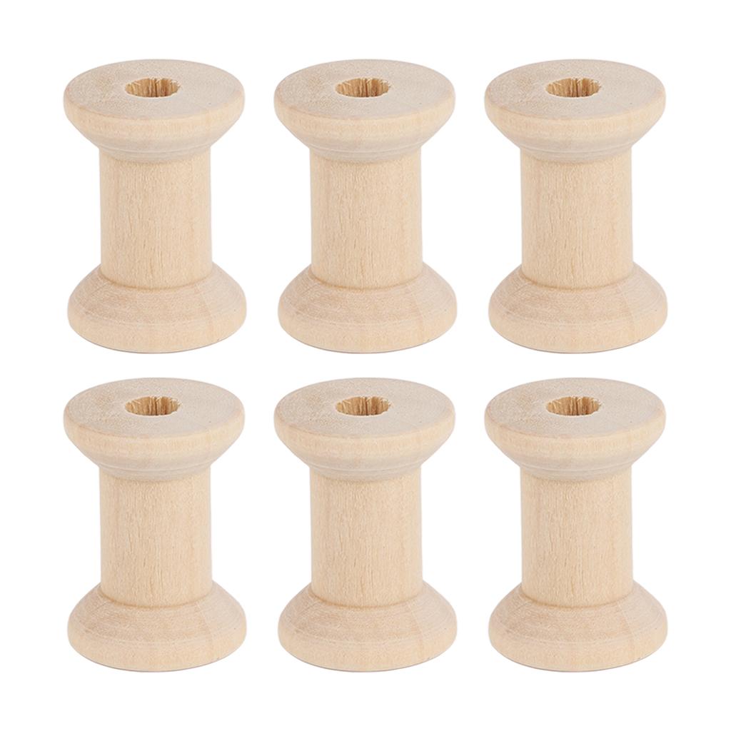 50pcs Wood Spools Polished Recyclable Retro Empty Spools Wooden Thread Spools for Crafts Arts