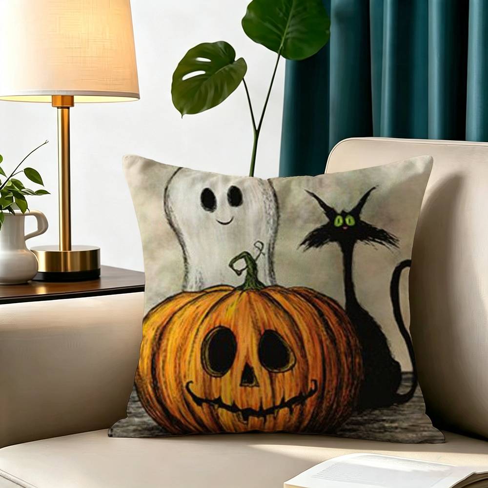 Happy Halloween Pillow Case Square Double-Sided Sofa Cushion Cover Bedroom Bedside Pillow