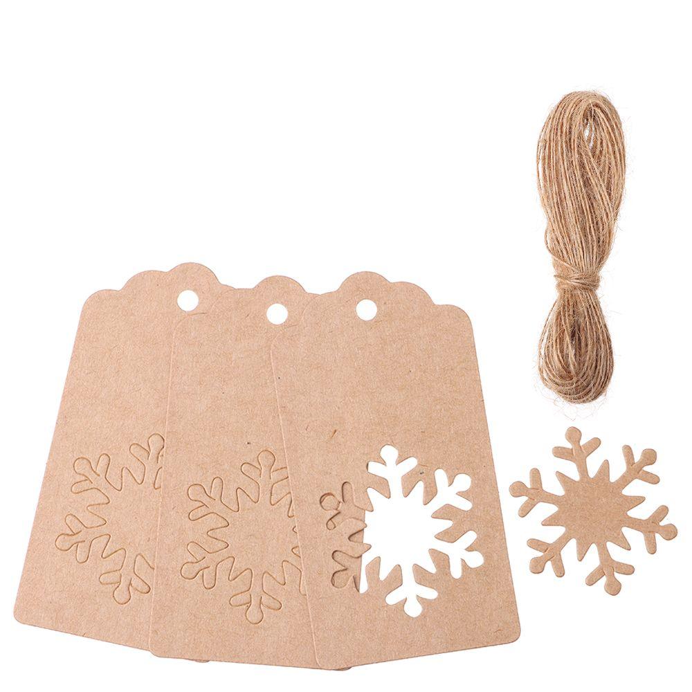 50pcs DIY Crafts Xmas Tree Hanging Christmas Card Label Kraft Paper Tags Thanks Tag Snowflake