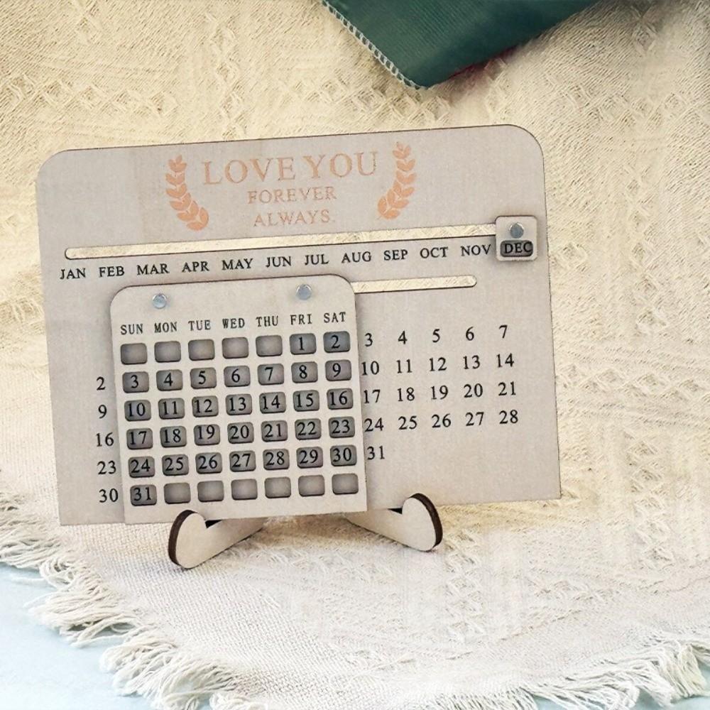 DIY Wooden Sliding Calendar Handmade Eternal Calendar Desktop Desk Calendar  Tabletop Decor