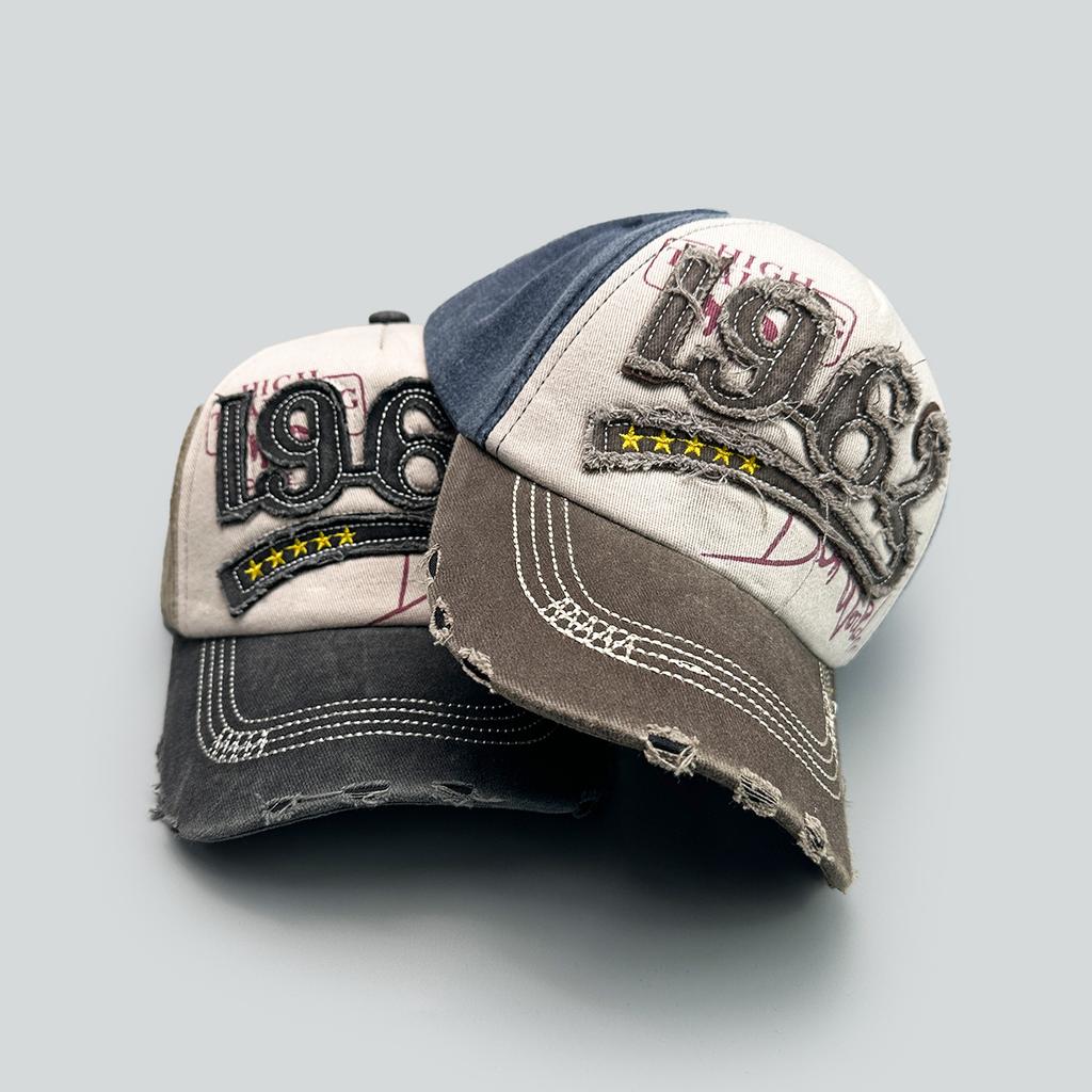 Color Matching Casual Patch 1962 Letter Baseball Cap Men'S And Women'S Sunshade Retro Hole Wind Cap