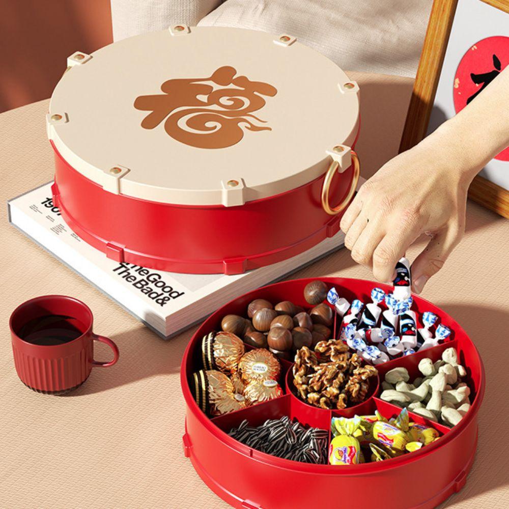 Round Drum Shape Nut Serving Tray Dustproof Fruit Plate  Living Room
