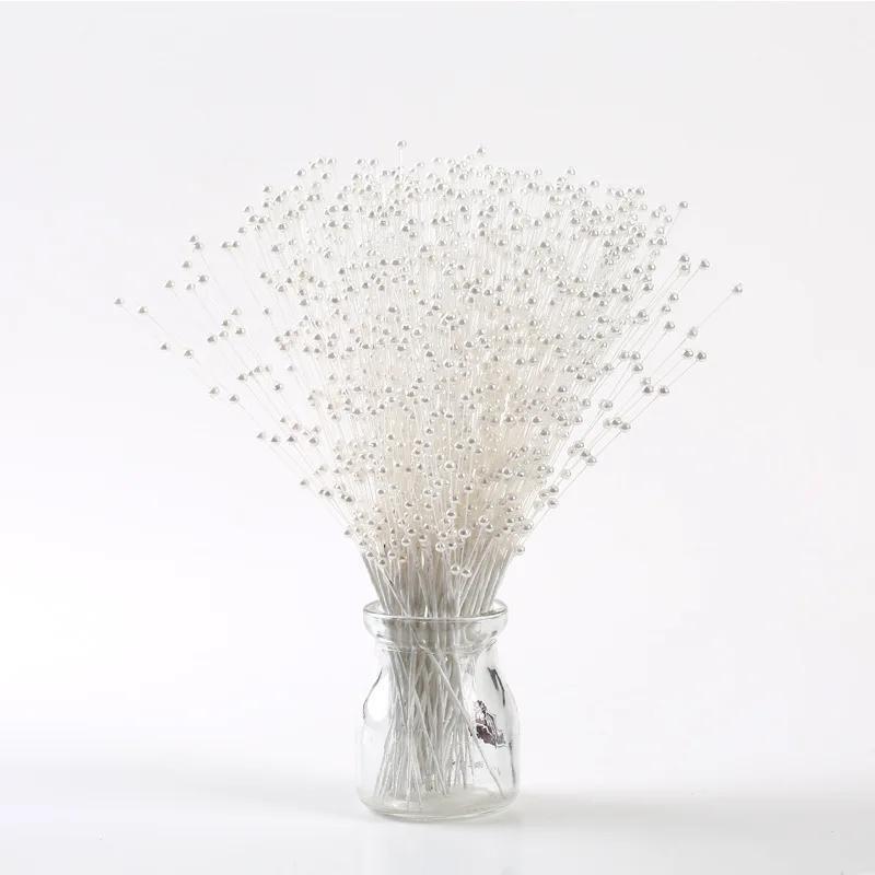 

100 шт./набор Жемчужные палочки на нитке Пучки Свадебные букеты Белые Бисером Ручной работы Цветочные стебли Бусины Свадебное украшение для вечеринки 100pcs