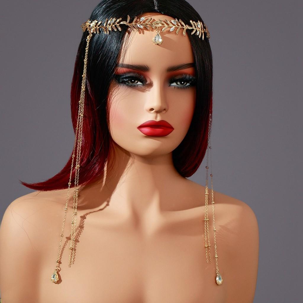 

Fashion Gemstone Simulation Decoration Leaf Shaped Design Headwear Women