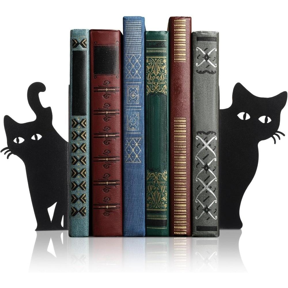 Langlebiger Eisen Katzen Buchstütze Schwarzer Metall Buchhalter Geschenk Metall Buchstütze Heimbibliothek