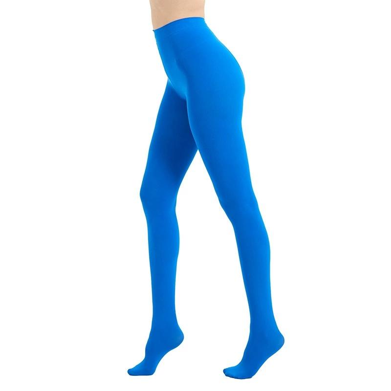 120D Frühling Herbst Bunte Strumpfhosen Sexy Damenstrumpfhosen Strumpfhosen Lolita Bonbonfarben Strümpfe Mode Gothic Dessous Strumpfhosen One Size blue