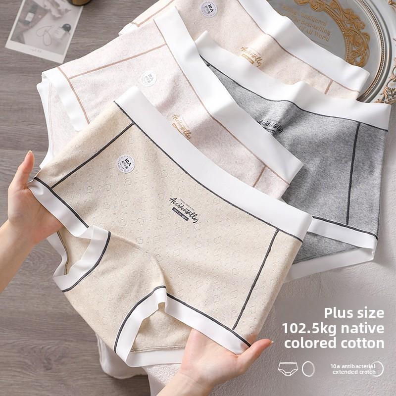 Plus Size Women's Spring and Autumn Pure Cotton 10A Antibacterial Extended Crotch Briefs