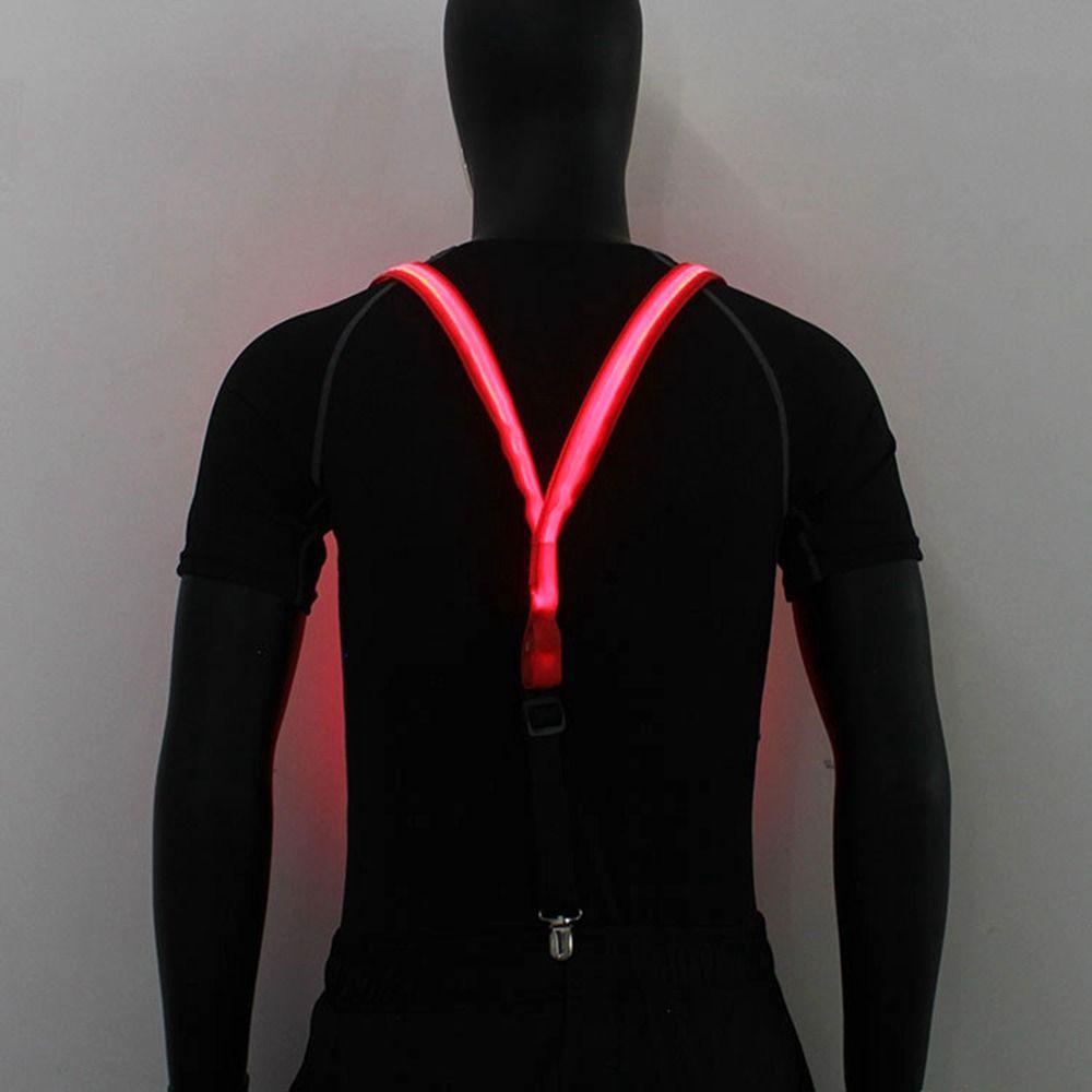 Music Festival Costume Hanging Pants Clip Tie Suspenders Set LED Suspenders Clips Luminous Bow Tie