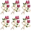 6Pcs Napkin Rings Rose Flower Napkins Holder For Wedding Dining Table Decoration Home Napkin Rings 6.5x4cm Table Decorations