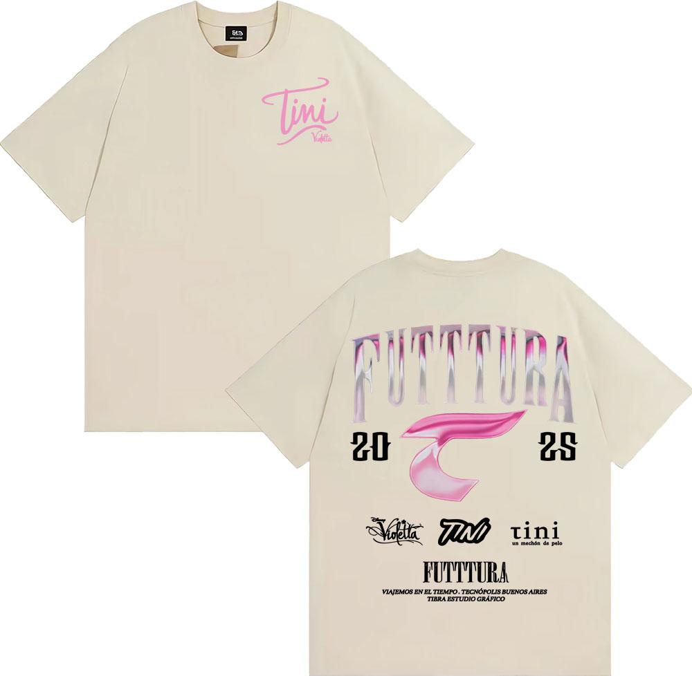 2025 Summer Singer TINI STOESSEL Futtura Album Tour Tshirt Mens Fashion Aesthetic Retro Pure Cotton Casual Oversized Tshirt