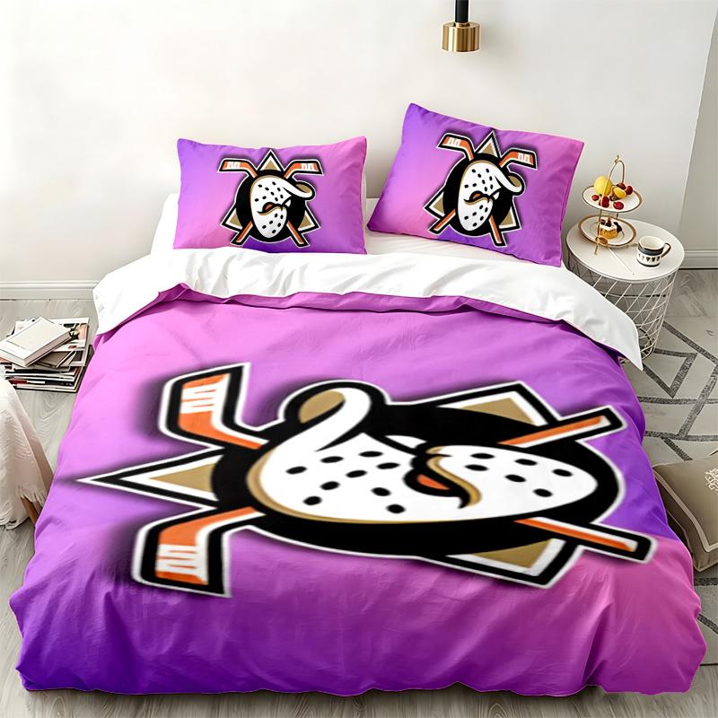 Set 3 pezzi Anaheim Ducks Perfetto per la camera da letto Set biancheria da letto confortevole include una copripiumino e due federe Ideale regalo di compleanno o di Natale