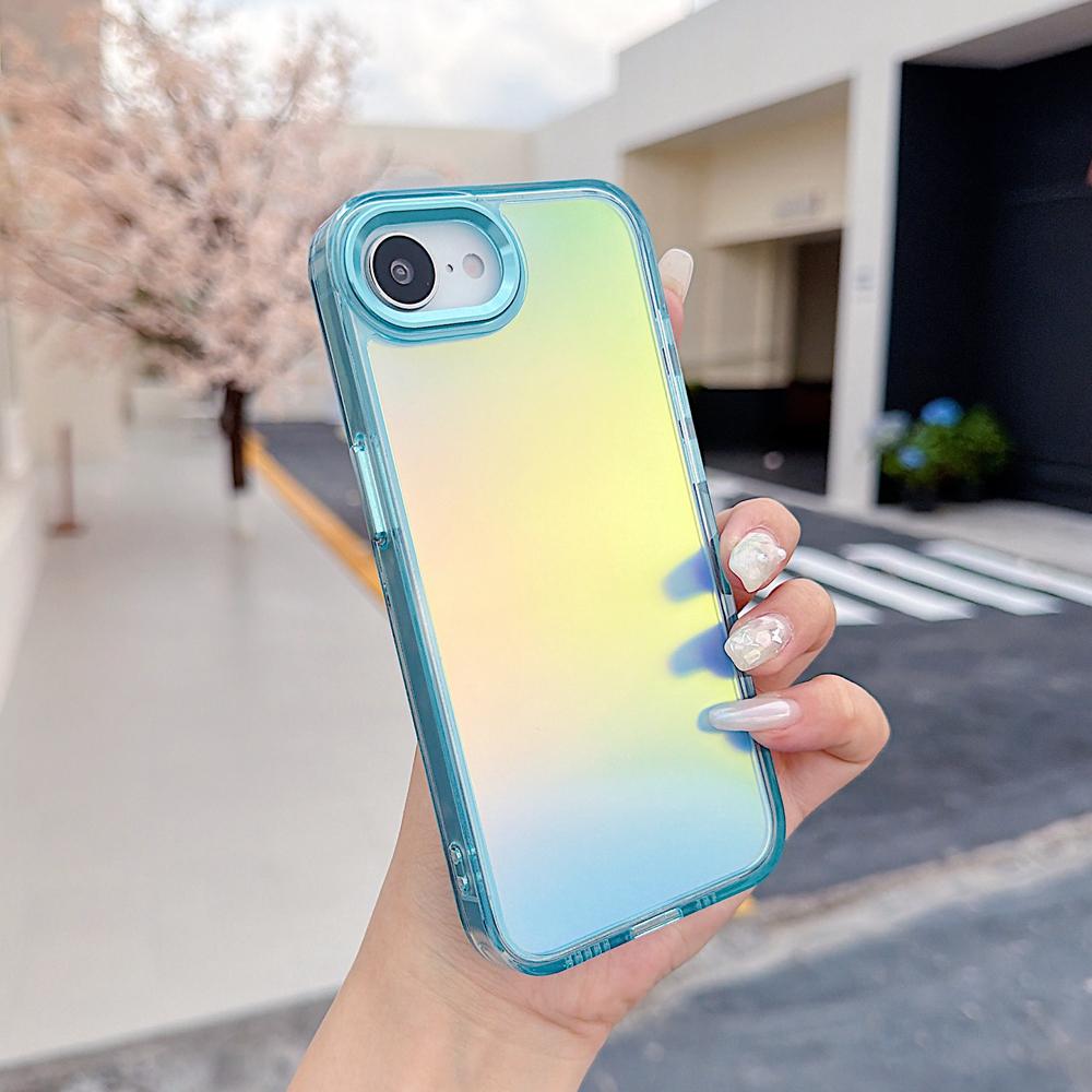 KEYSION Fashion Laser Gradient Colorful Phone Case for iPhone 17e 16e Soft TPU+PC Shockproof Back Cover for iPhone 16e 17e 2026