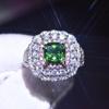 Platinbeschichteter Moissanit Quadratischer Cluster Ring für Damen Prinzessschliff Verlobungsring Simulierte Diamanten