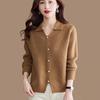 Women Autumn Winter Loose Lapel Sweater Pullover Knitted Base Top for Women