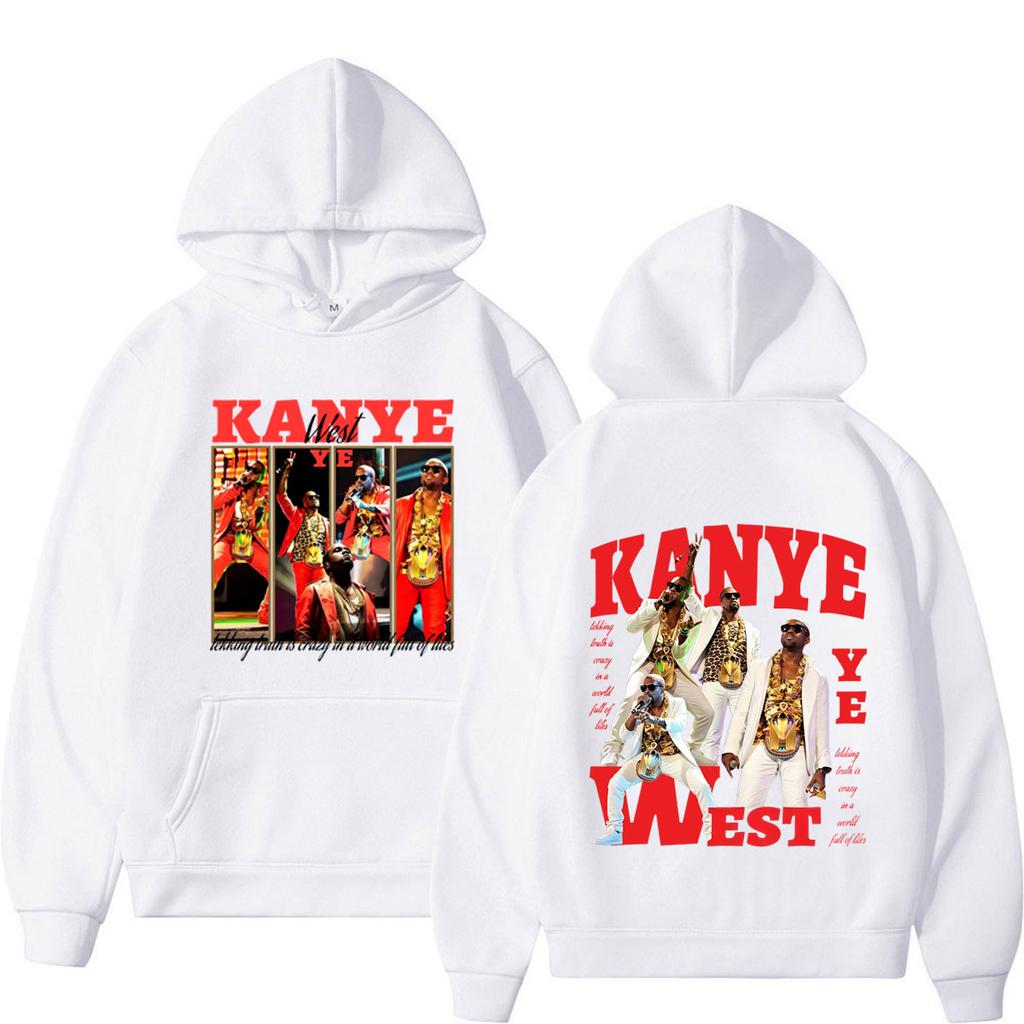Rapper Kanye West Album 2026 Tour Vintage Print Hoodie Unisex Hip-hop Sweatshirt Long Sleeves Loose Aesthetic Trend Pullover
