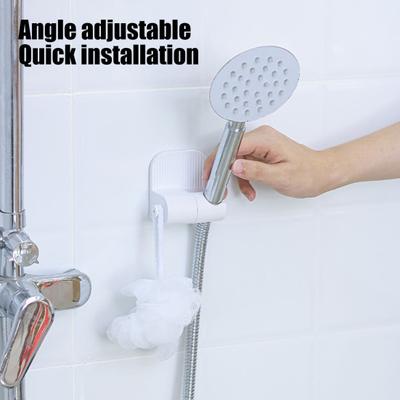 Yousheng Wandmontierte Duschhalterung Einstellbarer Winkel Einfache Installation Universelle selbstklebende Duschkopfhalterung mit Haken