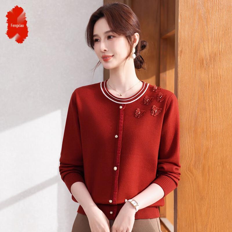 FENGXIAO Women s Elegant Knitted Round Neck Top 115