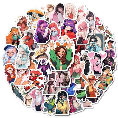 50 Anime Style Character Stickers Pp Material Waterproof Decorative Stickers Diy Water Cup Refrigerator Skateboard Luggage