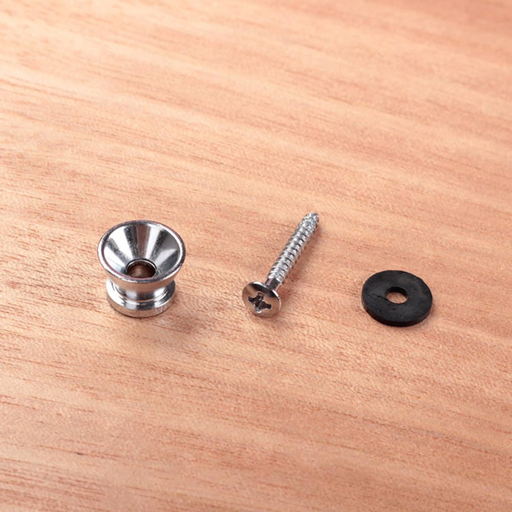 Silver Chrome Strap Pins for Electric Acoustic and Other Guitars with Basic Strap Pins of Guitars, Guitars, Basses, (Set 2)