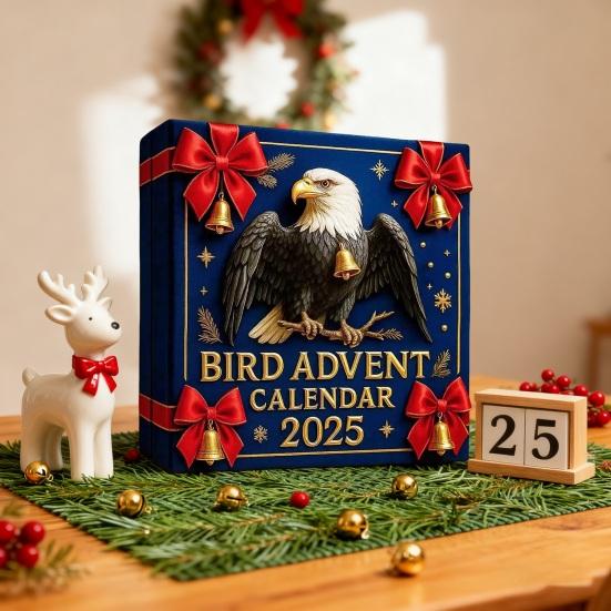 2025 Vogel Adventskalender 24 Tage Handgefertigte Acrylornamente mit Realistischen Designs 2D Flache Hängedekoration für Weihnachtsbaum & Feiertagsausstellung
