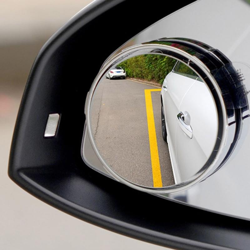 2pcs Suction Cup Type Blind Spots Mirrors 2inch Round Glass Convex Mirror Side Rear View Mirror for Car SUV Automotive