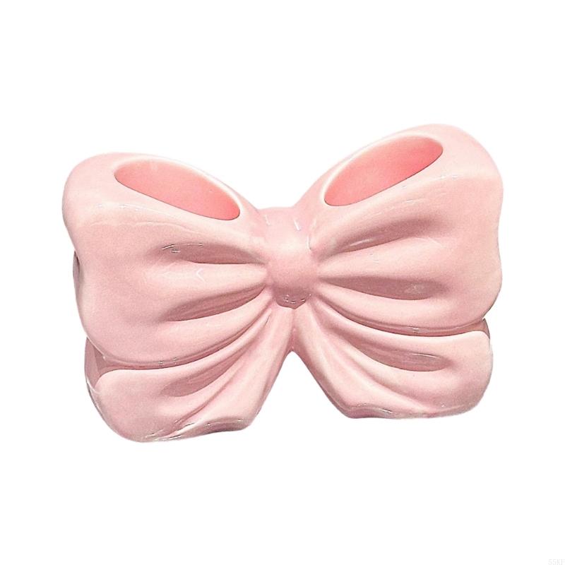 Bowknot Ceramic Toothbrush Holder for Home and Bathroom Countertop Bowknot Decoration