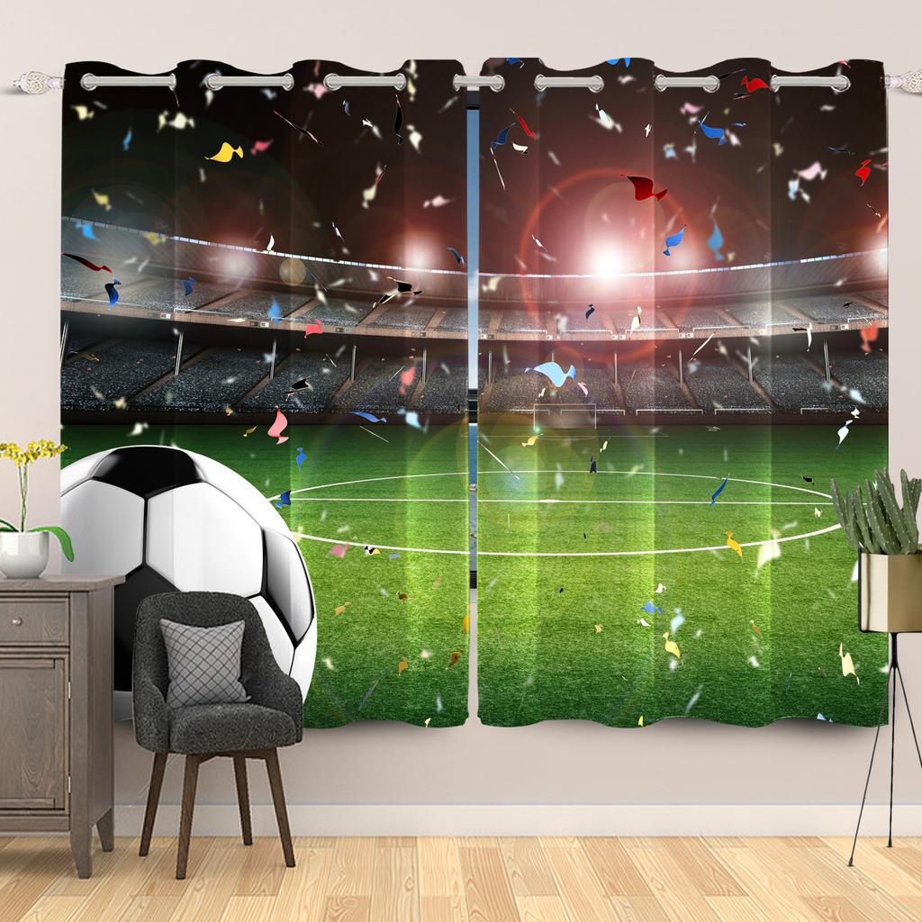 Light Blocking Sports Themed Curtains Multiple Designs Fan Bedroom Living Room Decor Top Window Drapes Curtain Polyester With Grommet Washable Ready