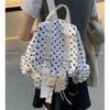 Korean Version of College Style Casual Schoolbag Women's 2025 New Canvas Bag Polka Dot Printed Backpack One Piece
