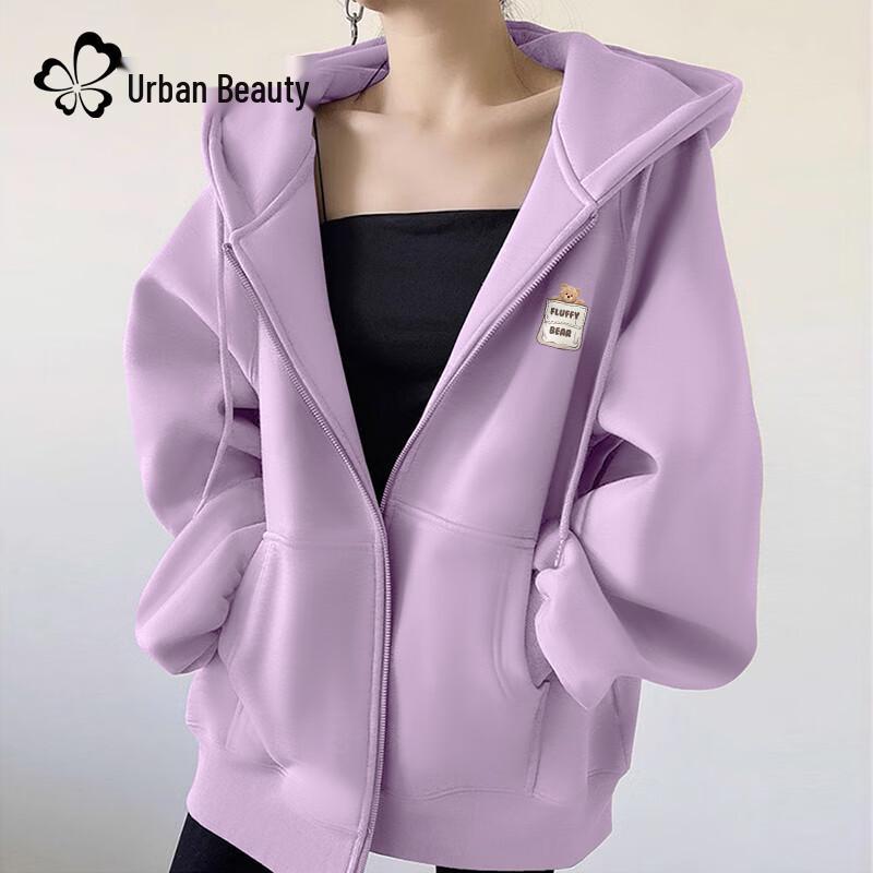 

Жіночий світшот на блискавці з капюшоном та кишенею-ведмедиком 2XL