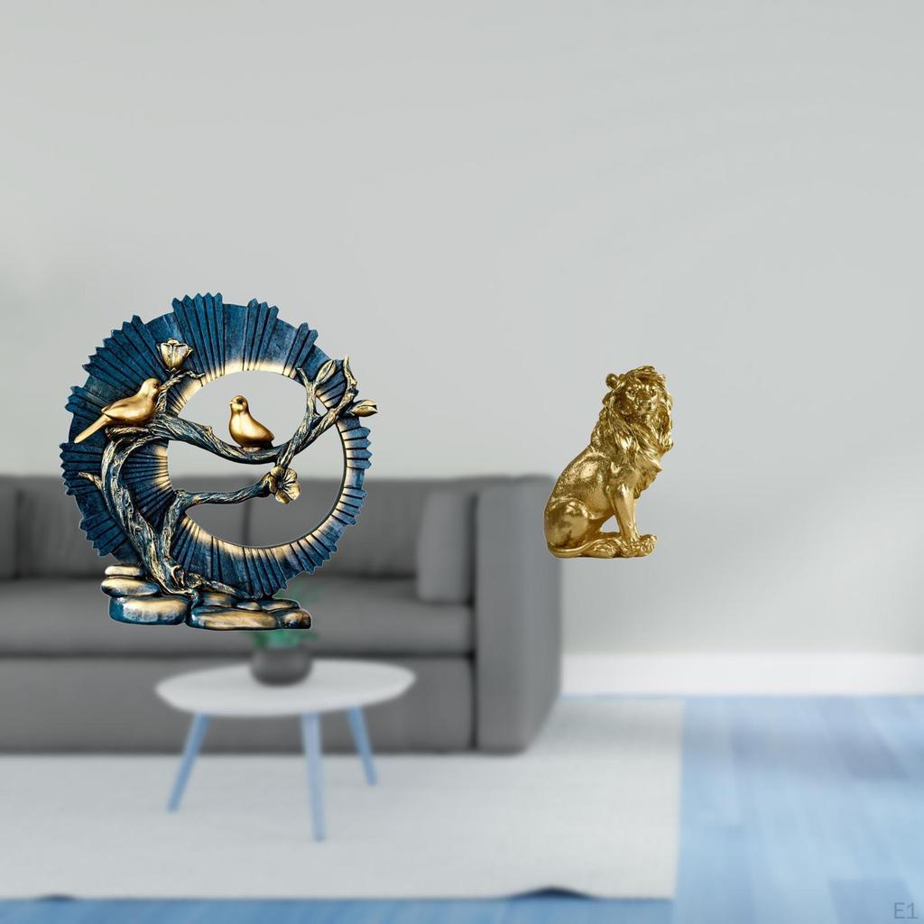 Resin Lion Figurine Modern Sculpture Ornament for House Desk Bookshelf Living Room Bedroom Cabinet