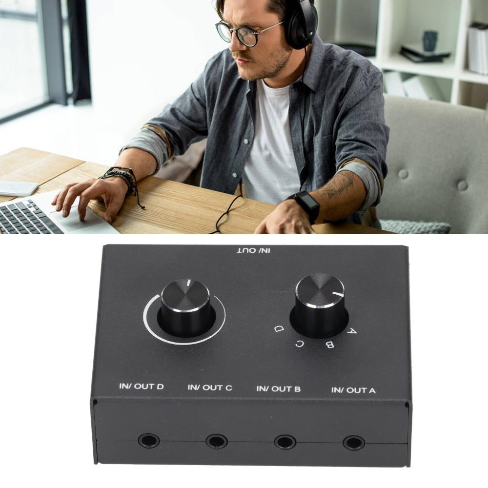 3.5mm Stereo Stereo Passive Switcher 1 In 4 Out 4 In 1 Out Manual Selector  For Speaker