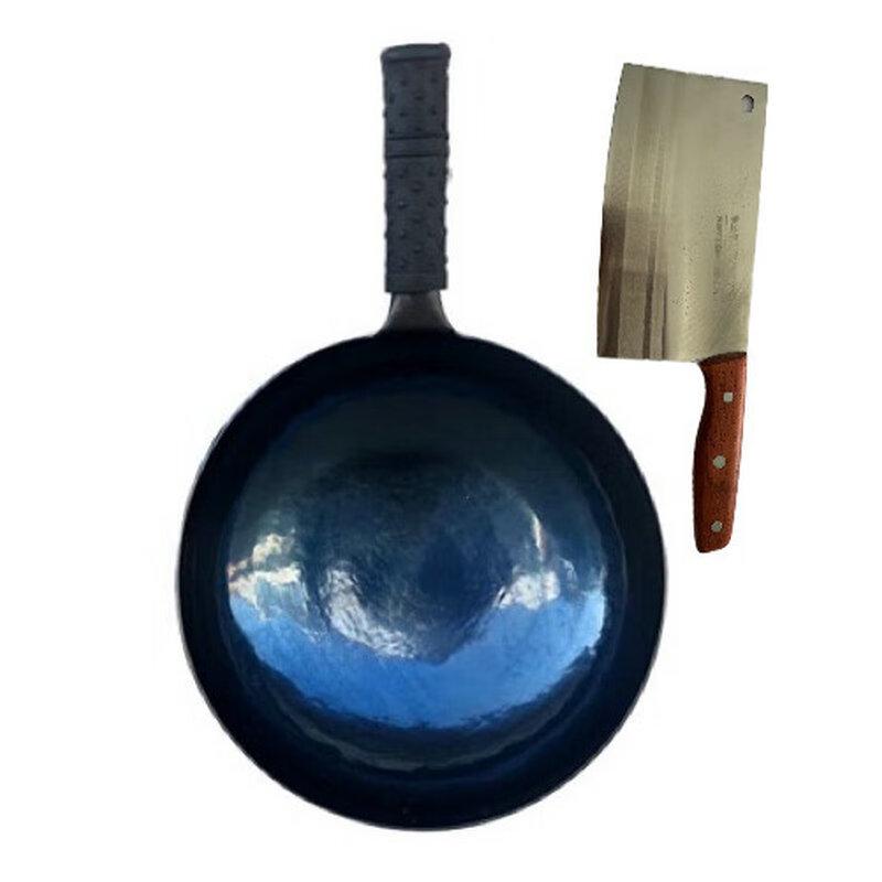 Jinweide Hand-Forged Wrought Iron Wok with Iron Handle and Mirror Finish