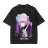 Hot Call of The Night Nazuna Manga Graphic Print T-Shirt Men Women Retro Washed Harajuku Oversized Casual Cotton Summer New Tee