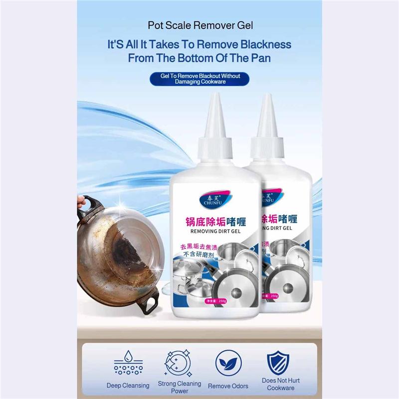Powerful Stainless Steel Pot Pan Cleaner Strong Degreaser & Black Scour Remover Gel Burnt Bottom Cleaner for Cookware