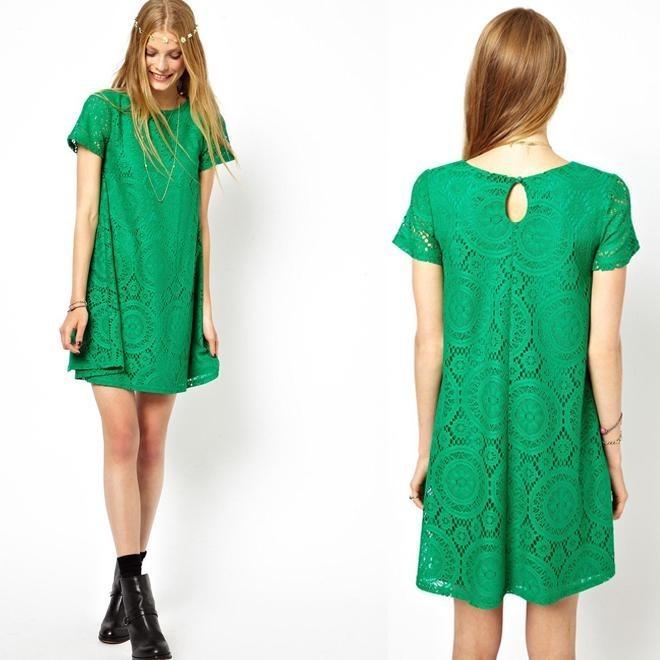 Elegante Abito in Pizzo Stile Europeo Abito Corto Svasato Vita Alta