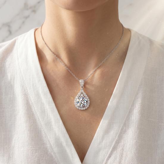 Sparkling Drop Pendant Necklace Women Cubic Zirconia Necklace Elegant Wedding Necklace