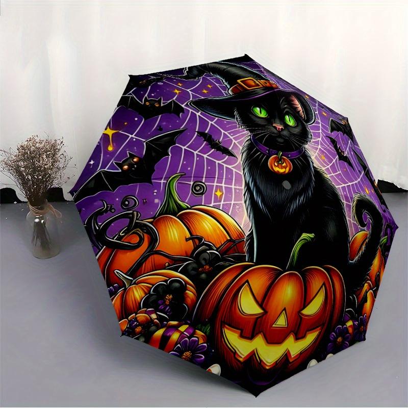 1pc Halloween Cat Umbrella - 8-Rib Automatic Open/Close, Fashionable Compact Umbrella for Outdoor Adventures yy250813209