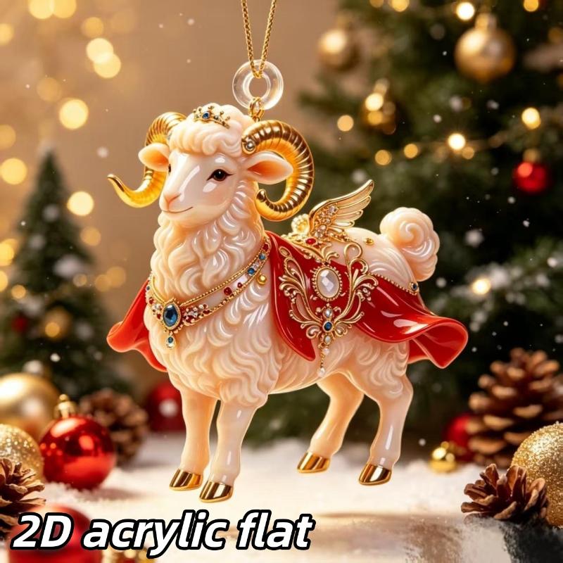 1Pcs Sheep Shaped Flat Acrylic Car Rearview Mirror Hanger Aesthetic Pendant for Auto Interior Home Shelf Decor