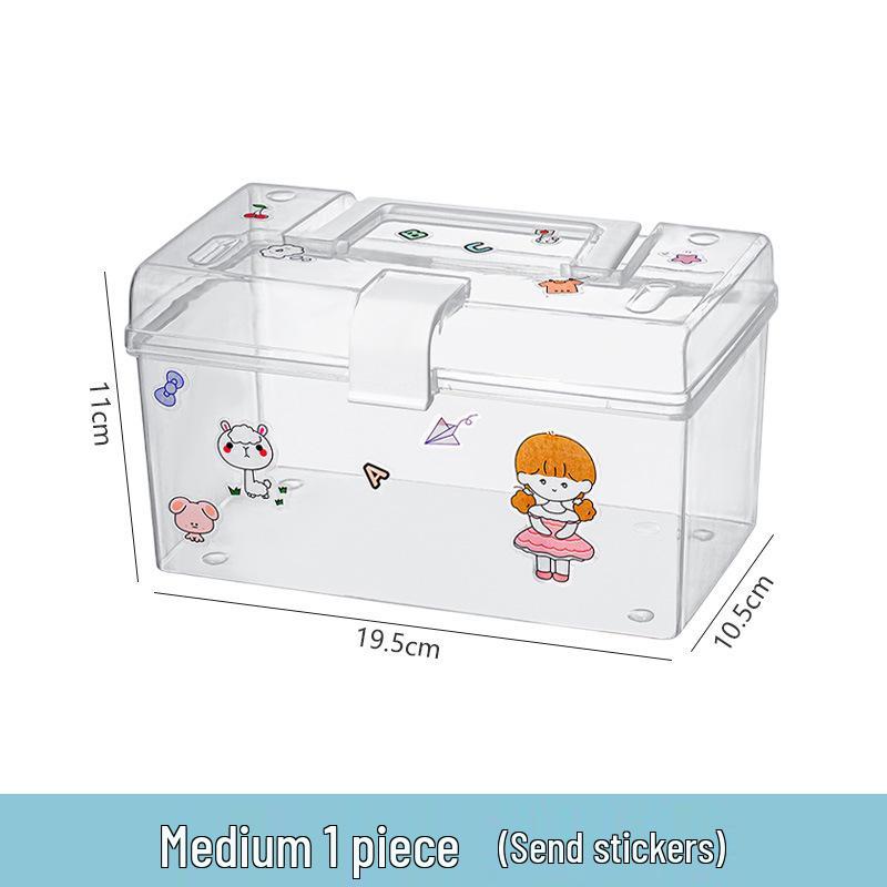 Transparent Muji-Style Portable Organizer: Dustproof Multifunctional Storage Box for Medicine and Dorm Use.