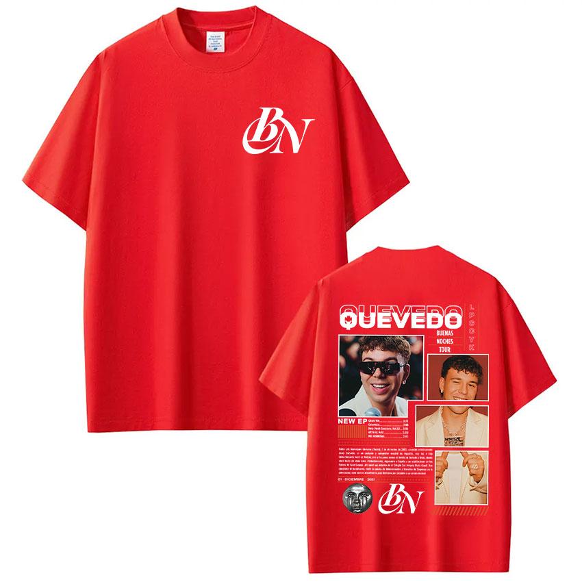 Rapper Quevedo Buenas Noches Tour 2025 T-Shirt Unisex Women Retro O-Neck Oversized Cotton T Shirt Hip Hop Fans Gift Clothing Tshirt