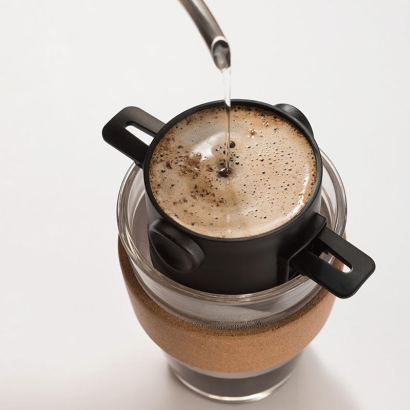 Stainless Steel Coffee Filter Double Layer Design Portable Foldable Dripper for Home Office Travels and Outdoor Brewing