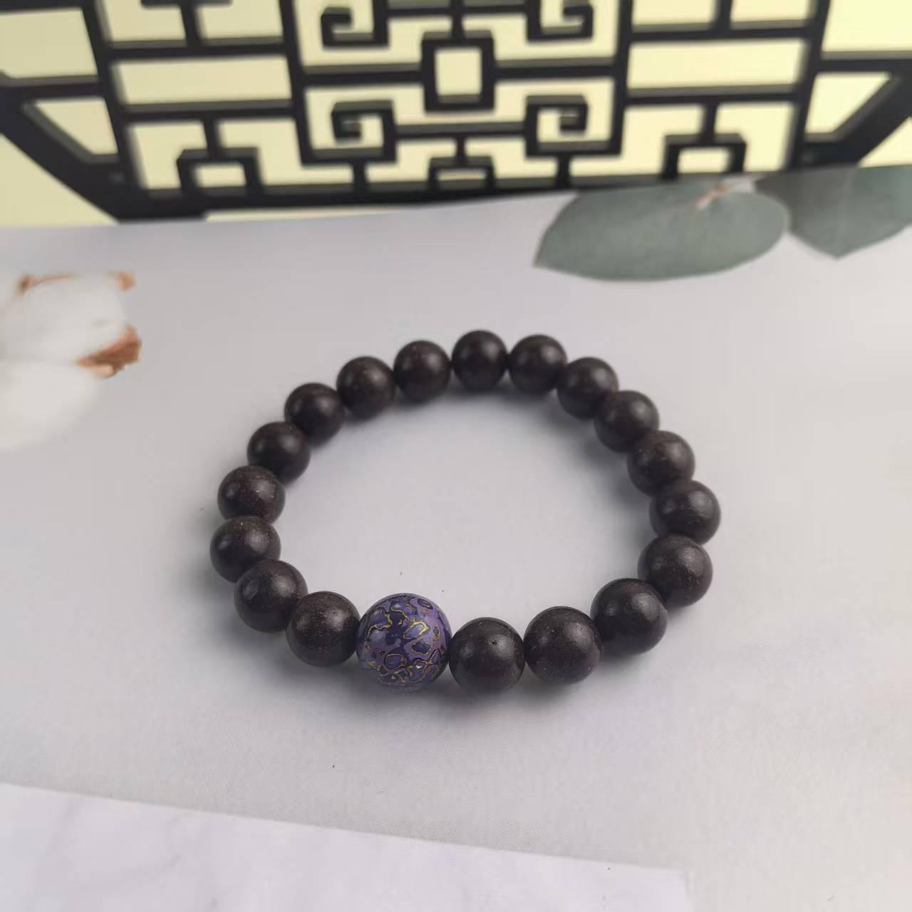 Mixed Incense Beads Bracelet with Lacquer Beads - Unisex Chinese National Style, Collectible Buddhist Beads, Hand-Playing Bracelet