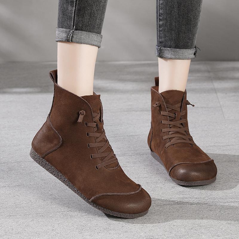 Spring and summer new retro leather high-top cool boots round head hollow single shoes fashion