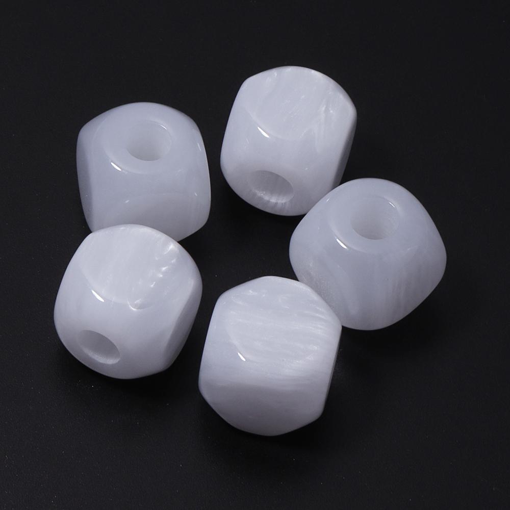 

5pcs Mermaid Glitter Colorful Square Resin Beads Big Hole Loose Spacer Beads For Jewelry Making DIY Bracelet Necklace Supplies білий