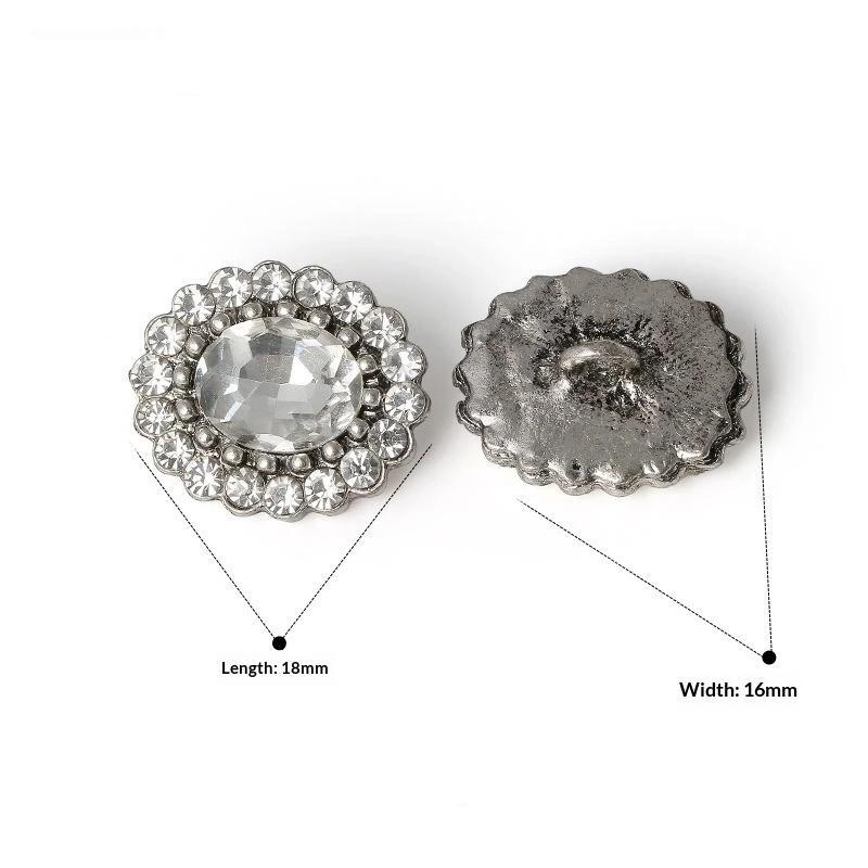Luxury Hollow Out Pearl Rhinestone Metal Buttons 2Pcs for DIY Sewing Suit Dress Bag Decor Accessory