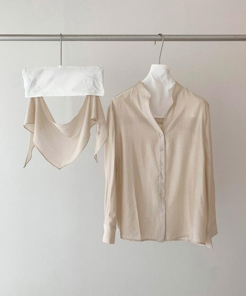 Baseukala Sheer Scarf Blouse (2Colors)