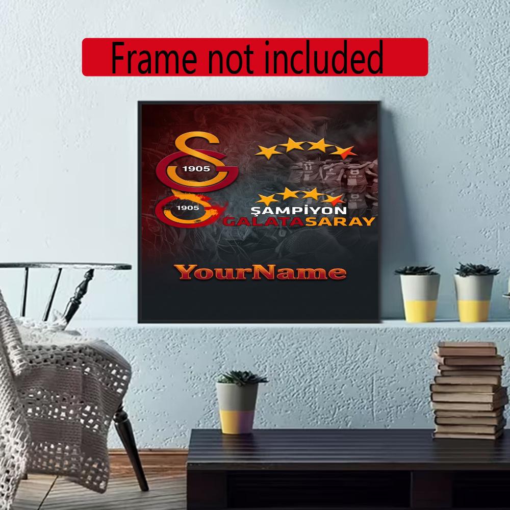 Galatasaray Personalized Name Round Diamond Painting Kit Diamond Embroidery Painting Rhinestones Mosaic Frameless Handwork Decoration Arts